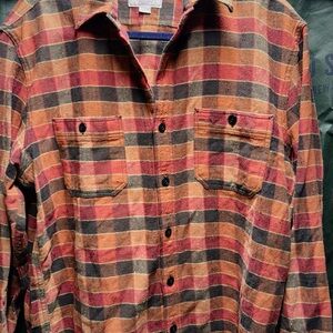 Wallace and Barnes L Men's Plaid Flannel Shirt - Orange and Black